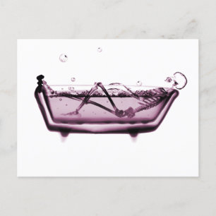 Postal Esqueleto rosa de rayos X en bañera