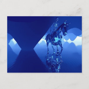 Postal esqueleto sobre un caballo