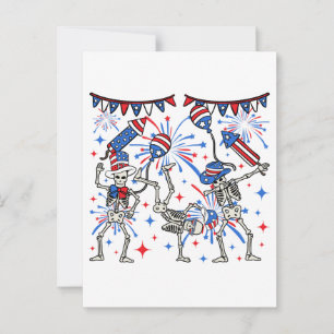 Postal Esqueletos bailando el 4 de julio
