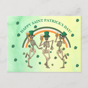 Postal Esqueletos bailando feliz Día de San Patricio
