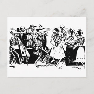 Postal Esqueletos de Gran Fandango que bailan la cosecha