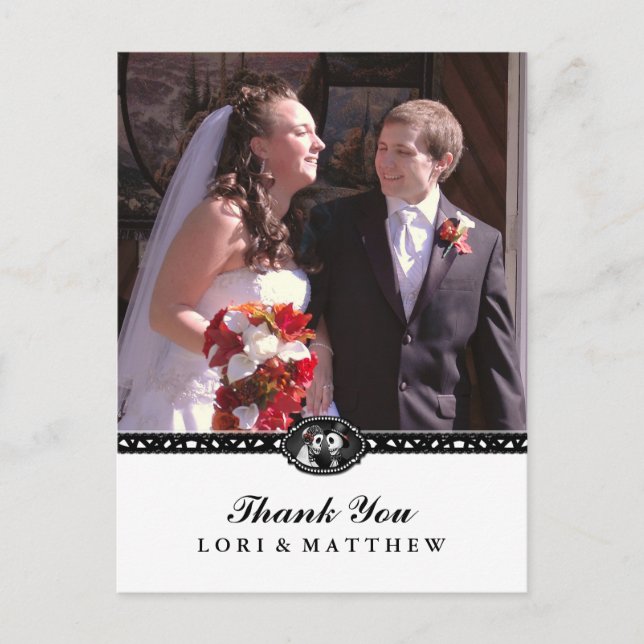 Postal Esqueletos de Halloween Fotografía en blanco negro (Anverso)