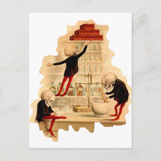 Postal Esqueletos de Mad Scientist (Anverso)