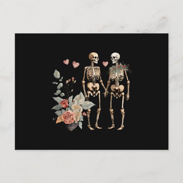Postal Esqueletos de San Valentín de época (Anverso)