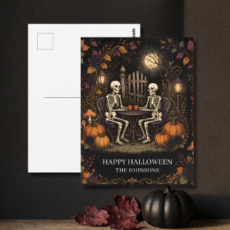 Postal Esqueletos Noche de Halloween