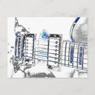 Postal esquema de guitarra imagen azul de puente negro ca