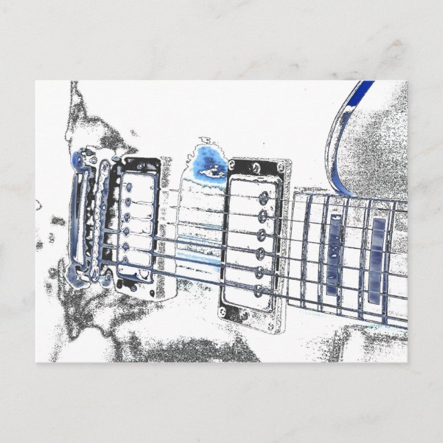 Postal esquema de guitarra imagen azul de puente negro ca (Anverso)