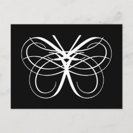Postal Esquema de mariposa de Bonito estilizada en blanco