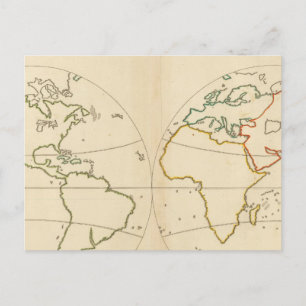 Postal Esquema del mapa mundial