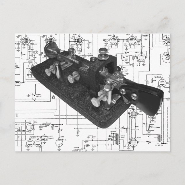 Postal esquemática de clave de radio de código Mor (Anverso)