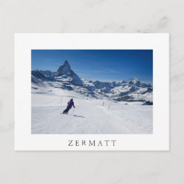 Postal Esquí con el monte Matterhorn en Zermatt, Suiza