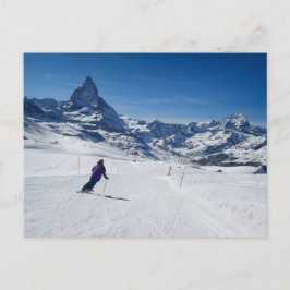 Postal Esquí con el monte Matterhorn en Zermatt, Suiza