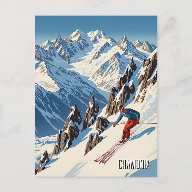 Postal Esquí de Chamonix France (Anverso)