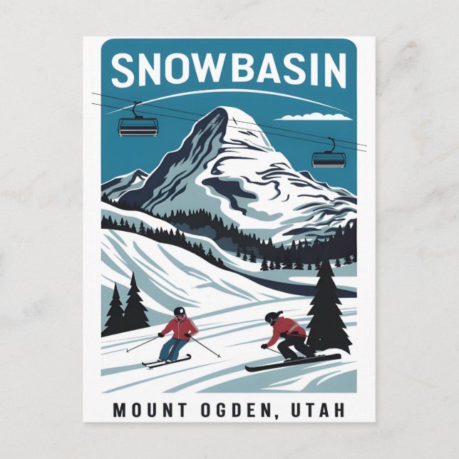 Postal Esquí De Cuenca De Nieve En El Monte Ogden (Anverso)