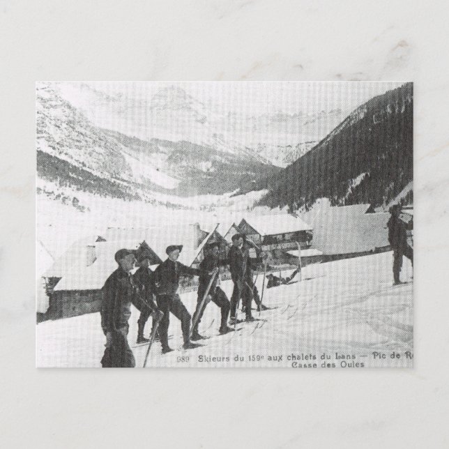 Postal Esquí de época, Pic de Roche (Anverso)
