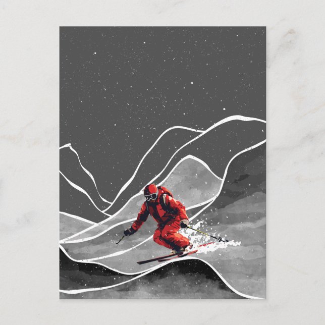 Postal Esquí de montaña nevado (Anverso)