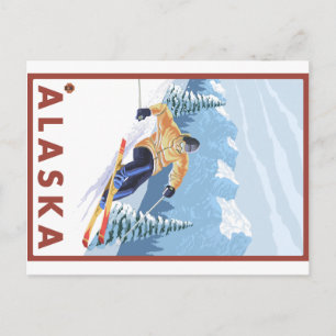 Postal Esquí de nieve cuesta abajo - Alaska