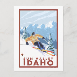 Postal Esquí de nieve cuesta abajo - Sun Valley, Idaho