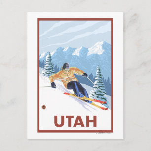Postal Esquí de nieve cuesta abajo Utah