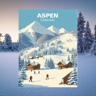 Postal Esquí en Aspen, Colorado Viajes Vintage