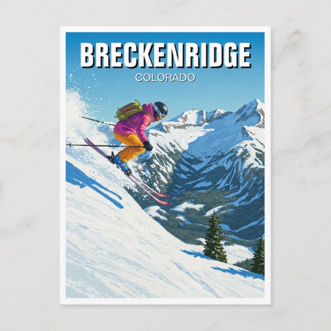 Postal Esquí en Breckenridge Colorado Skier Travel (Anverso)