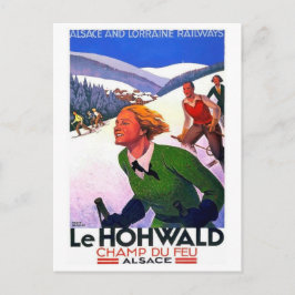 Postal Esquí en Le Hohwald, Alsacia, Francia, vintage