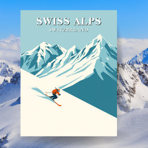 Postal Esquí en los Alpes Suizos Viajes