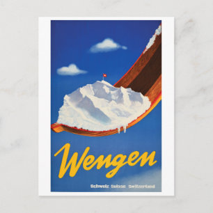 Postal Esquí en Wengen, Suiza