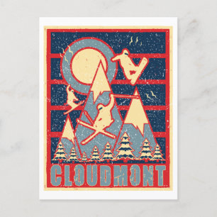 Postal Esquí Retro Cloudmont de los años 80