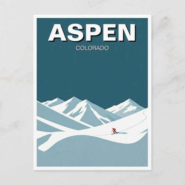 Postal Esquiador Aspen (Anverso)