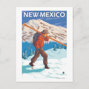 Postal Esquiador con esquísNuevo México