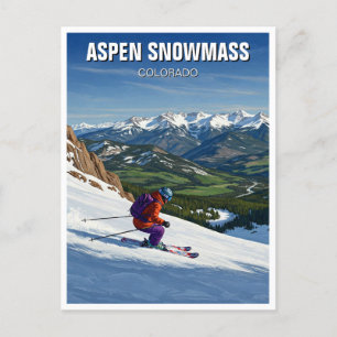 Postal Esquiador de nieve Aspen de Colorado