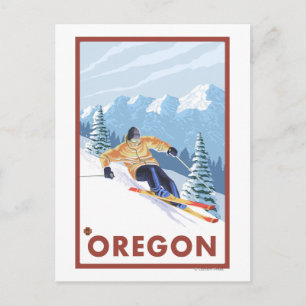 Postal Esquiador de nieve cuesta abajo - Poster Viajero d