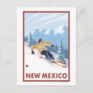 Postal Esquiador de nieve cuesta abajoNuevo México