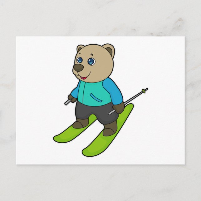Postal Esquiador de Osos Esquí (Anverso)
