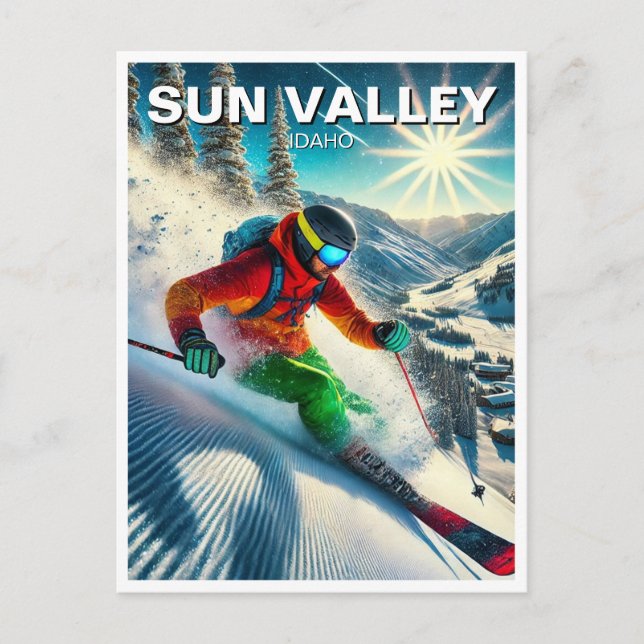 Postal Esquiador de Sun Valley Idaho (Anverso)
