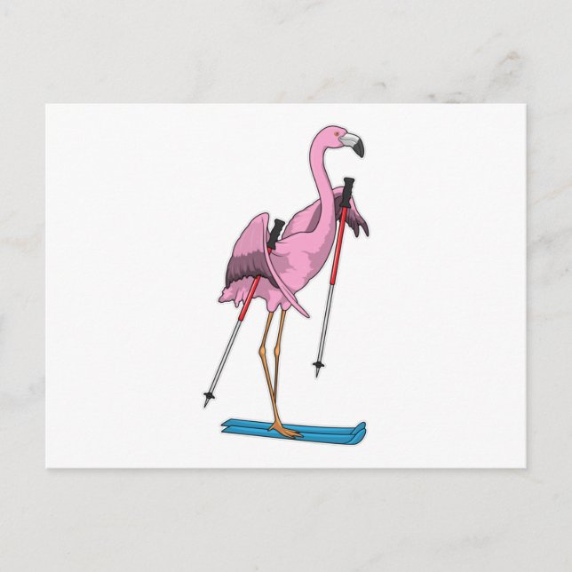 Postal Esquiador Flamingo (Anverso)