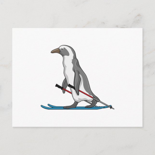 Postal Esquiador Pingüino Esquí (Anverso)