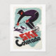 Postal Esquiador vestido negro y púrpura (Anverso)