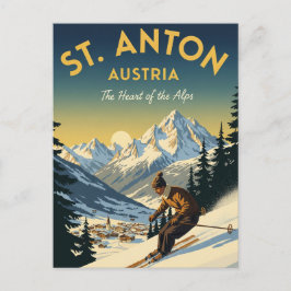 Postal Esquiador Vintage St. Anton Austria