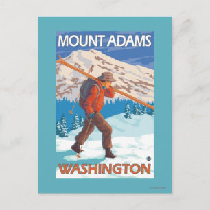 Postal Esquiadora con esquís de nieve - Mount Adams, WA