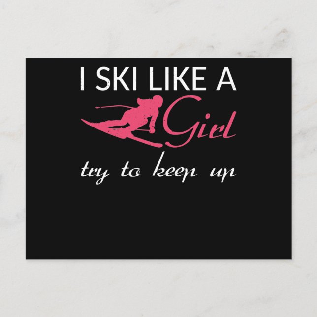 Postal Esquiadora de 'I Ski Like A Girl' amante del esquí (Anverso)