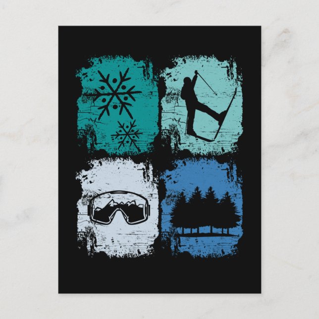 Postal Esquiadores Deportes de Invierno (Anverso)