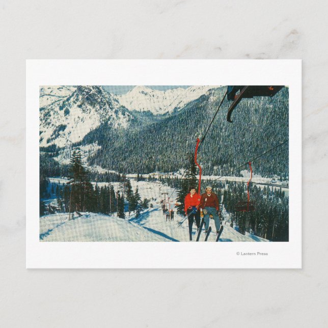 Postal Esquiadores en el Pase de Snoqualmie de la Preside (Anverso)