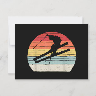 Postal Esquiar de invierno retro vintage