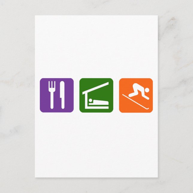 Postal Esquiar de sueño de comer (Anverso)