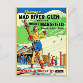 Postal Esquiar de Vermont vintage
