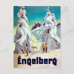 Postal Esquiar en Engleberg, Suiza, viaje vintage