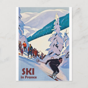 Postal Esquiar en Francia, vacaciones de invierno, viajes