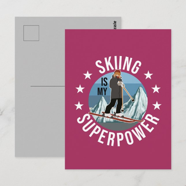 Postal Esquiar es mi superpotencia (Anverso / Reverso)